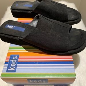 Keds Shelley black sling walking sandal.